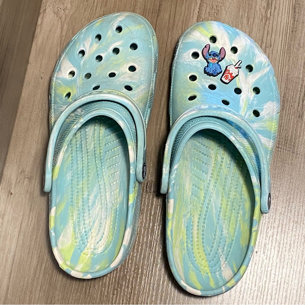 Crocs Classic Marbled Clog Men's Pure Water Multi Casual Shoes Size M 9 W 11